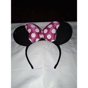 Minnie Mouse Ear Headband Black Pink White Embellish Costume Vacation Birthday